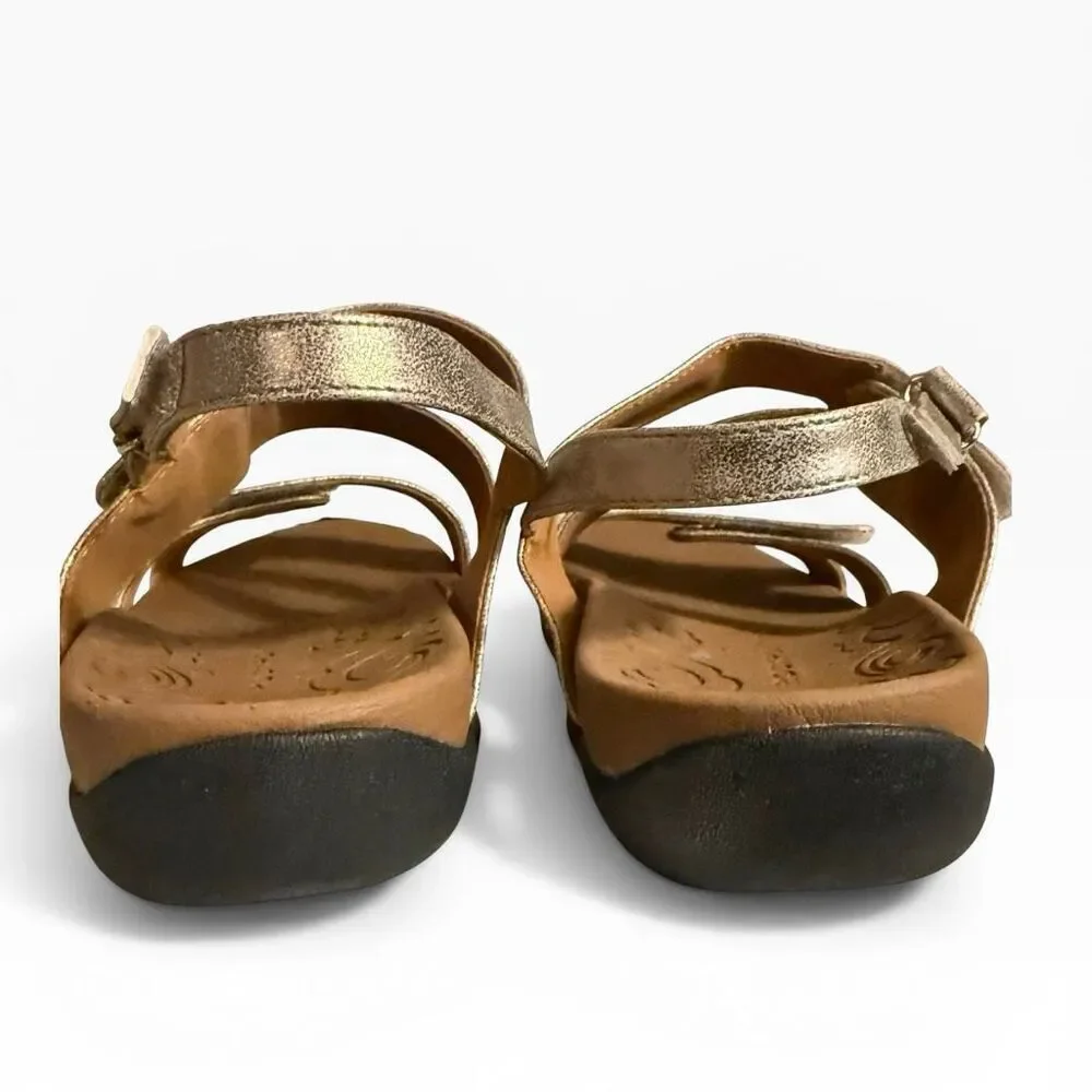 Rockport Ridge Asymmetrical Sandals Women's size 8.5 Adjustable Metallic Gold